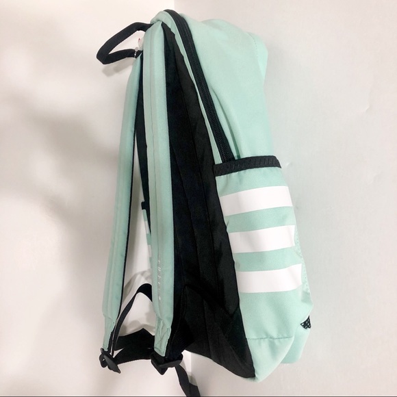 NEW Adidas Backpack Mint Green Black Three Stripes - Picture 5 of 8